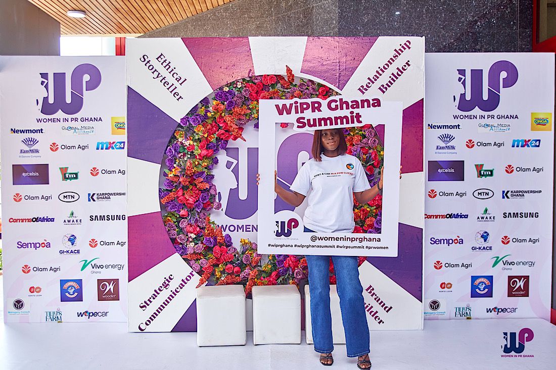 WopeCar PR team at Women in PR Summit 2025 discussing ethical storytelling and brand authenticity in Ghana.