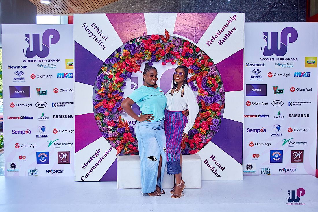 WopeCar PR team at Women in PR Summit 2025 discussing ethical storytelling and brand authenticity in Ghana.